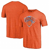 New York Knicks Orange Distressed Logo Fanatics Branded Tri-Blend T-Shirt
